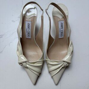 Jimmy Choo Patent Leather Bow Slingback Heels